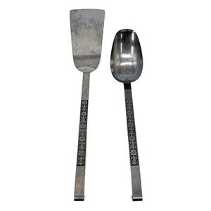 Interpur Japan Florenz Serving Set Stainless Steel Set of 2 Floral MCM Hanging